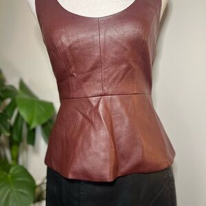 Elegant Brown Leather Women's Top